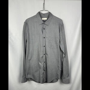 Diesel Button-Up Shirt Cotton Herringbone Gray Size M